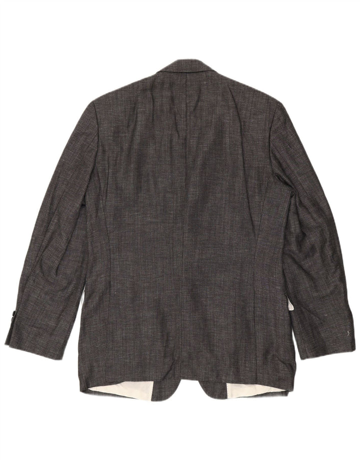 Giacca blazer da uomo a 2 bottoni Hugo Boss EU 50 grande lana vergine grigia
