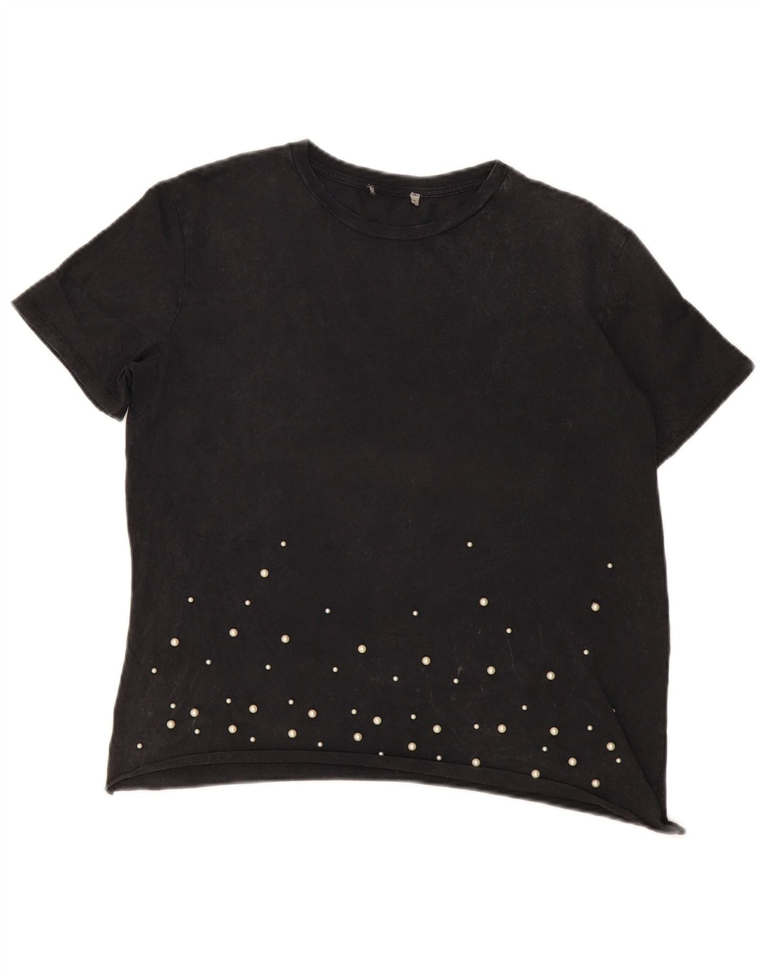 T-shirt vintage da donna Top UK 14 grande nera