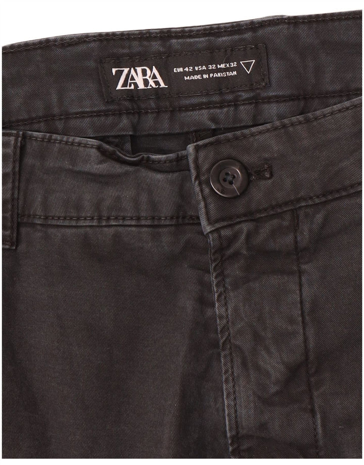 Pantaloni chino slim da uomo Zara EU 42 Large W32 L30 Grigio