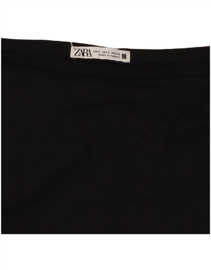 ZARA Camicetta Corta da Donna Top UK 8 Small Nera