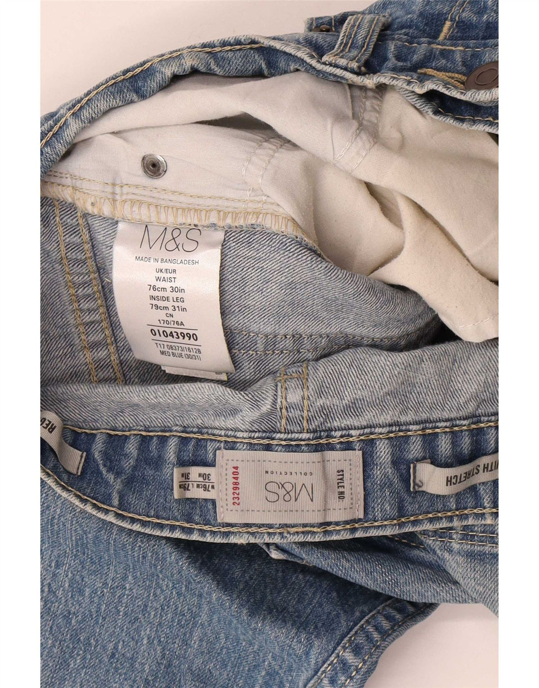 Jeans dritti regolari da uomo Marks & Spencer W30 L31 cotone blu
