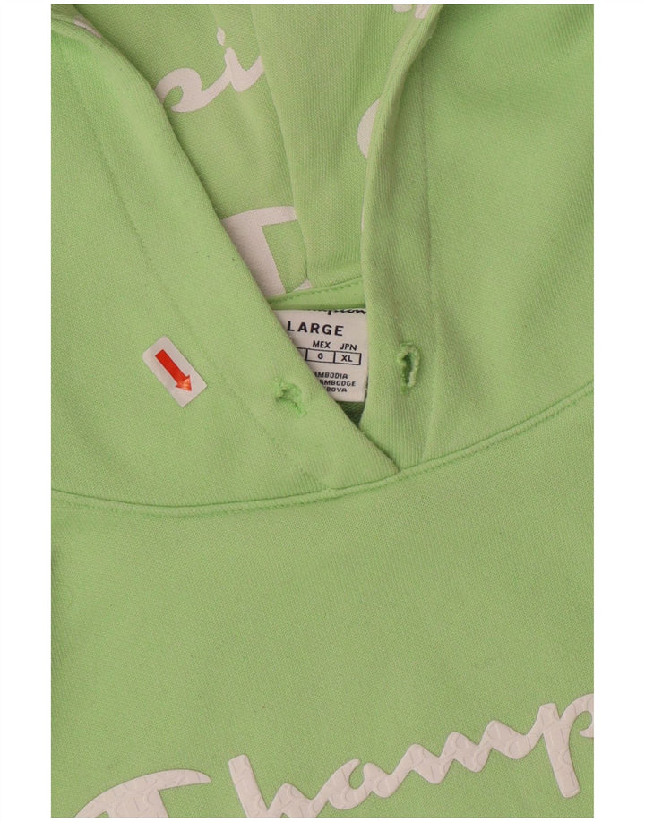 Maglione con cappuccio grafico da donna CHAMPION UK 16 grande cotone verde