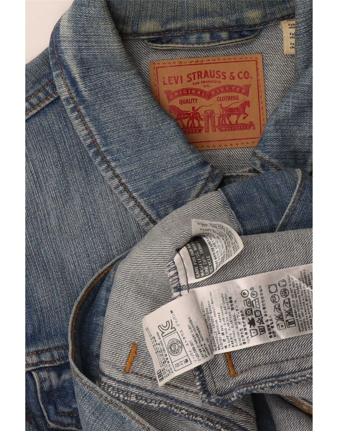 Giacca di Jeans da Donna Levi's UK 12 Blu Medio Cotone