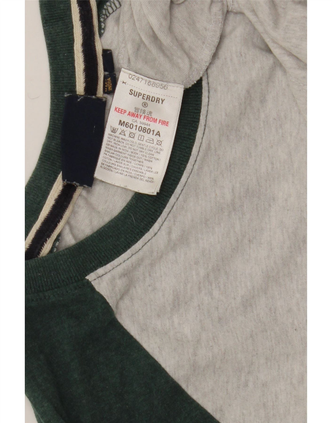Top da uomo Superdry a maniche lunghe in cotone color block grigio medio