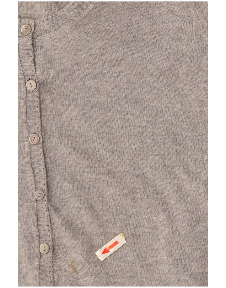 BENETTON Maglione cardigan a maniche corte da donna UK 12 Grigio medio screziato