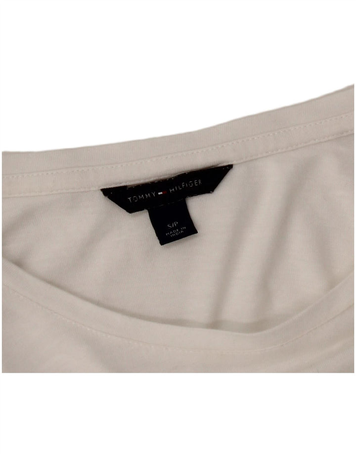 TOMMY HILFIGER Top asimmetrico da donna manica lunga UK 10 piccolo bianco