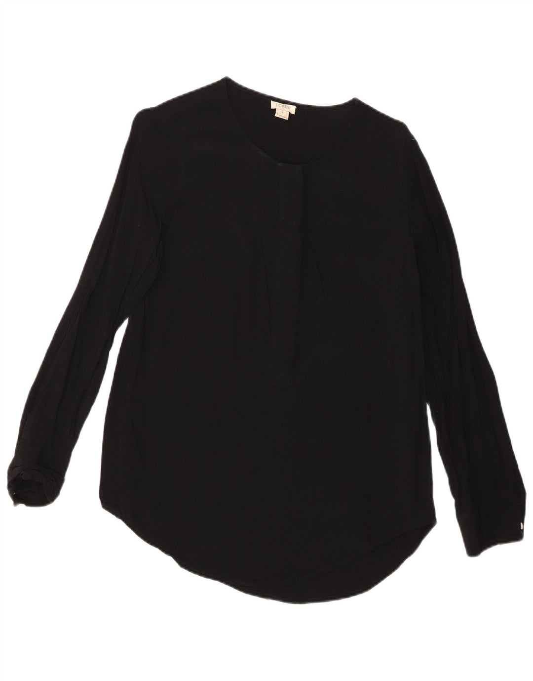 J. CREW Camicetta a maniche lunghe da donna UK 10 piccola viscosa nera