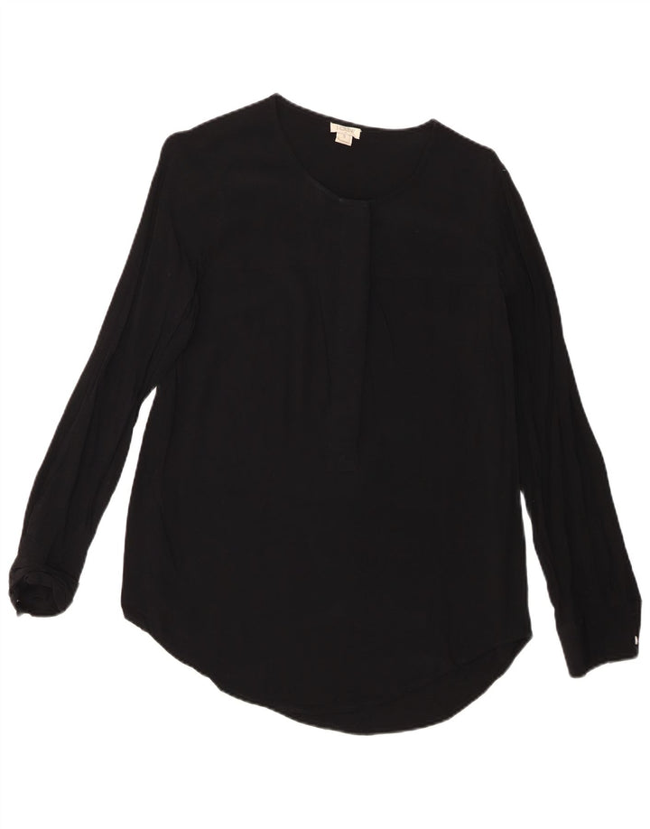 J. CREW Camicetta a maniche lunghe da donna UK 10 piccola viscosa nera