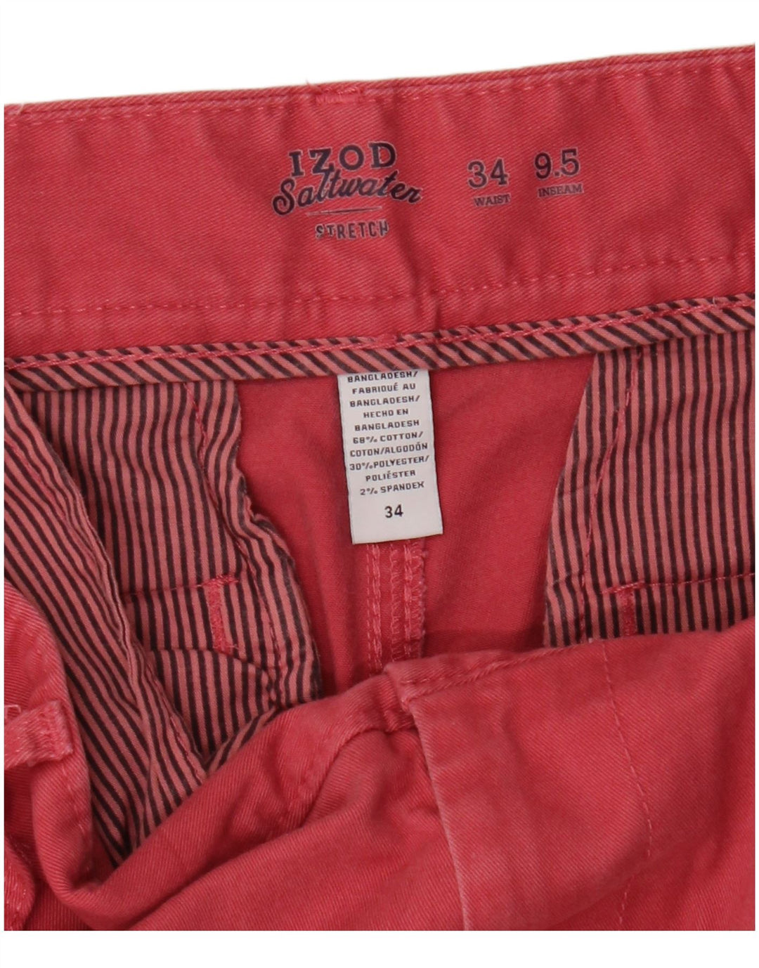 Pantaloncini chino da uomo Izod Salt Water W34 Large in cotone rosa