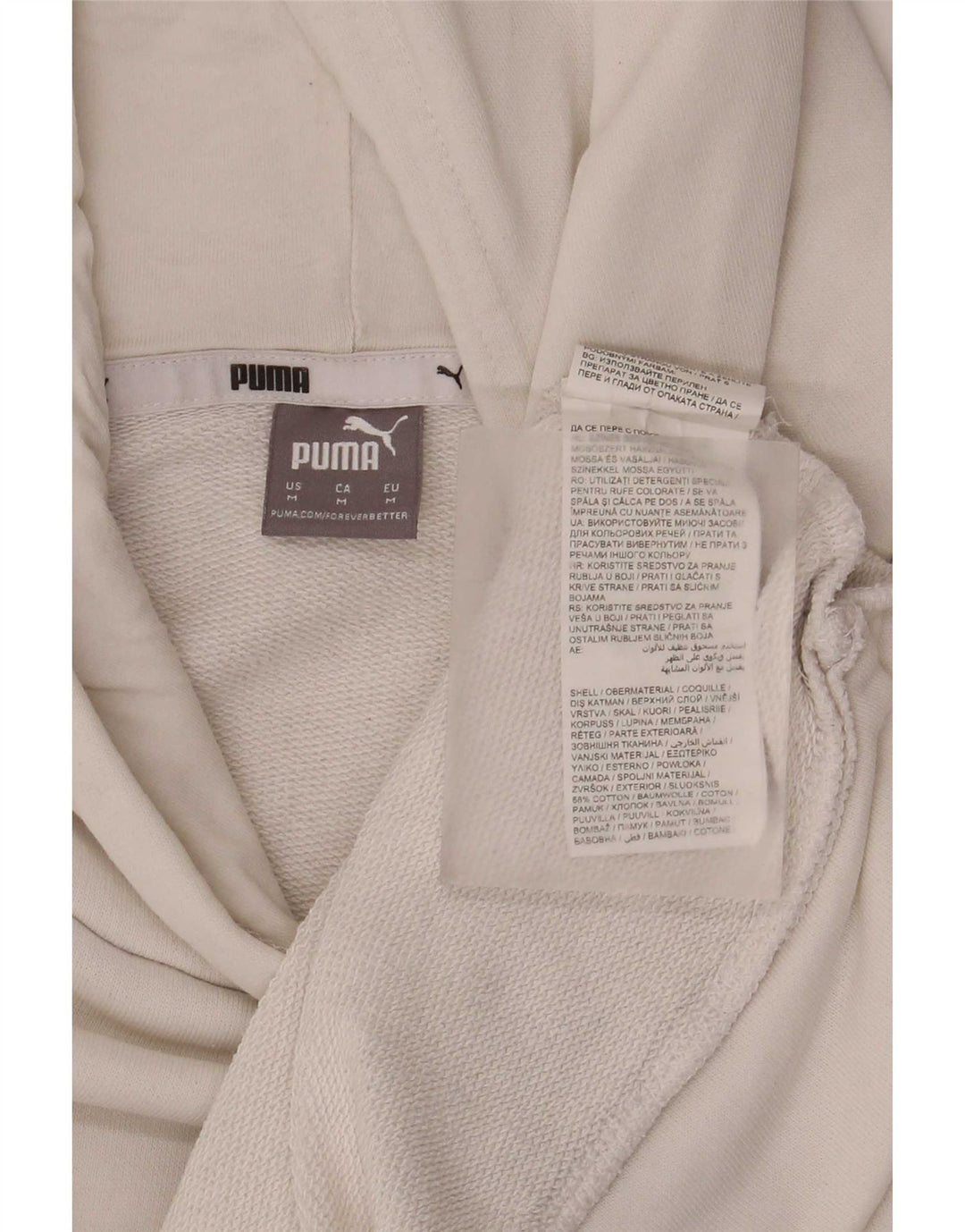 Felpa con cappuccio oversize grafica da donna Puma UK 14 cotone bianco medio