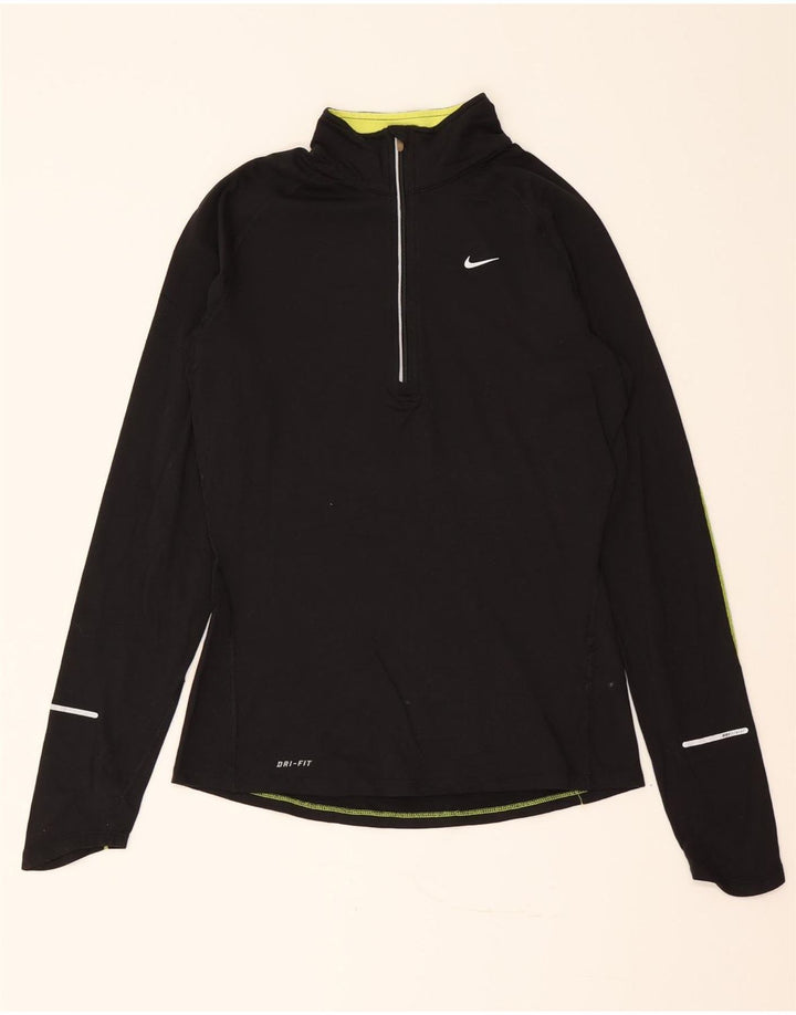 NIKE Womens Dri Fit Zip Neck Pullover Tracksuit Top UK 10 Small Black Vintage Nike and Second-Hand Nike from Messina Hembry 