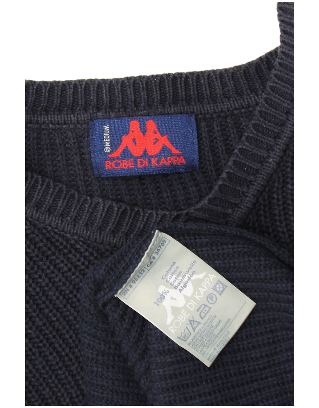 Maglione Kappa da uomo con scollo a V, cotone medio blu navy