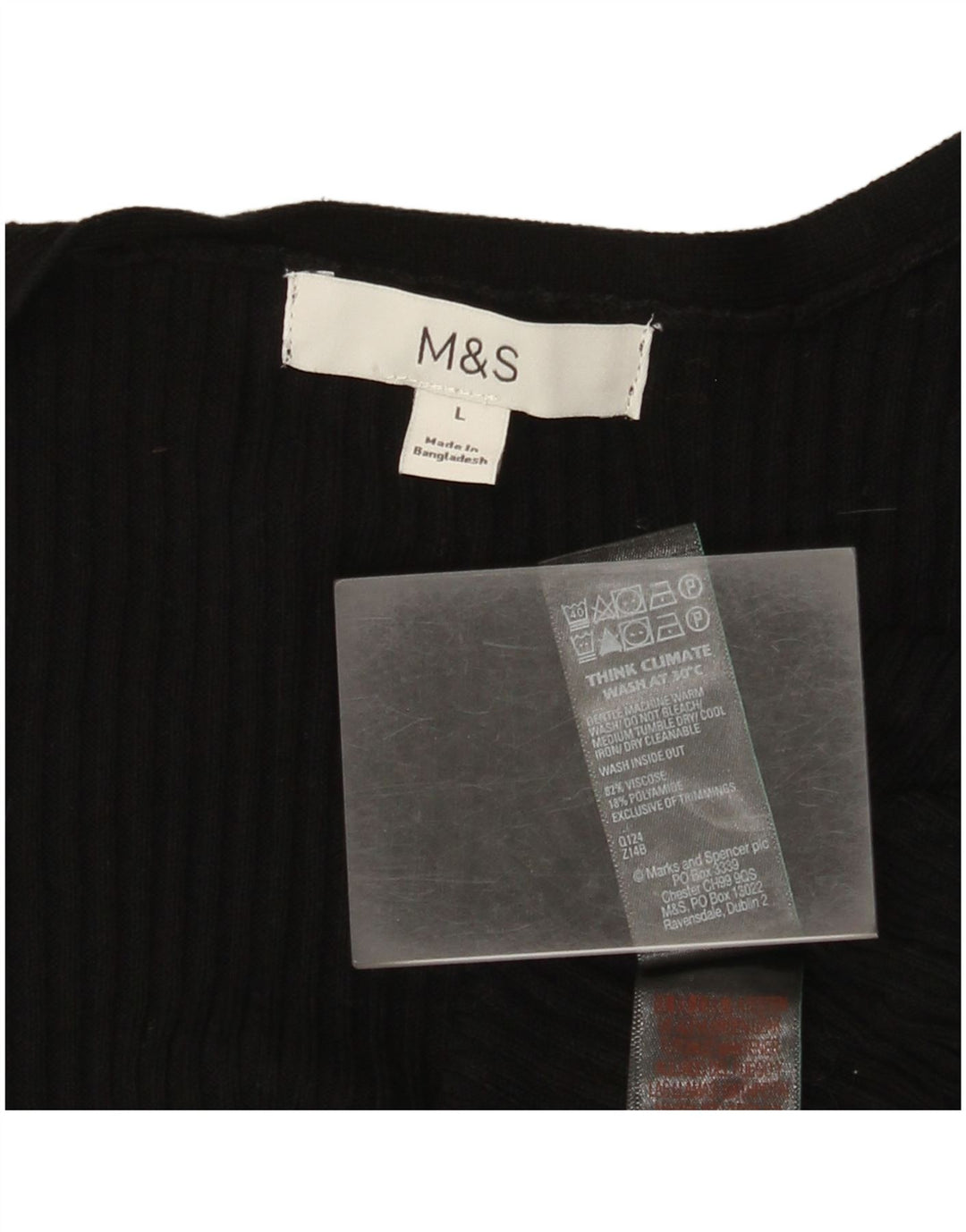 Maglione cardigan aperto lungo da donna Marks & Spencer UK 16 grande nero