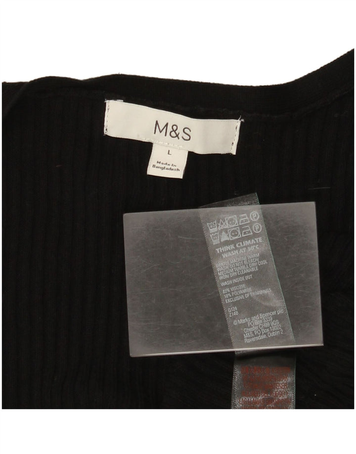 Maglione cardigan aperto lungo da donna Marks & Spencer UK 16 grande nero