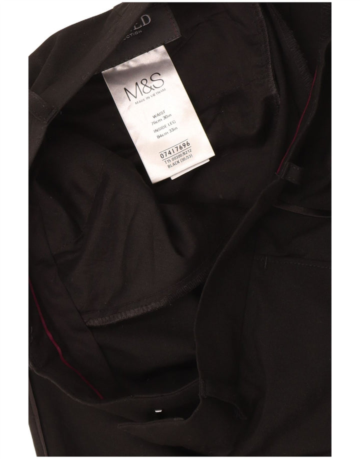 Pantaloni da abito slim da donna Marks & Spencer W30 L33 poliestere nero