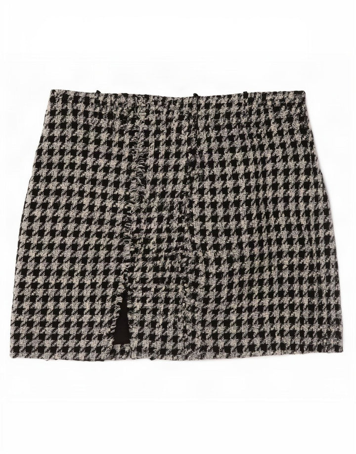 Minigonna da donna Zara piccola W26 poliestere pied de poule nero