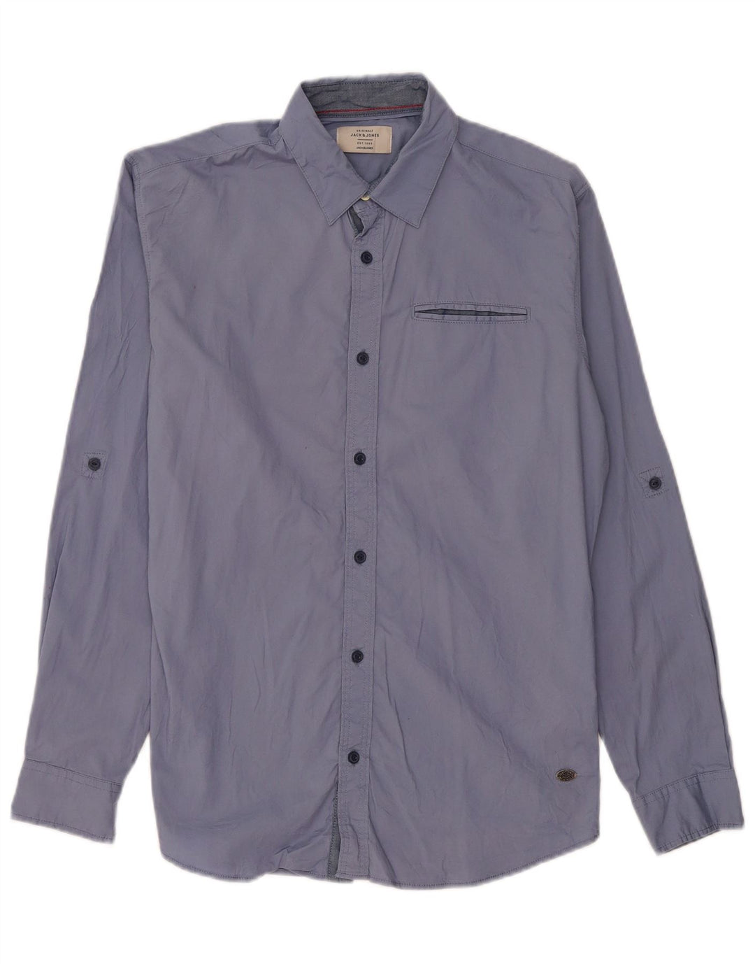 JACK & JONES Camicia da uomo in cotone blu medio