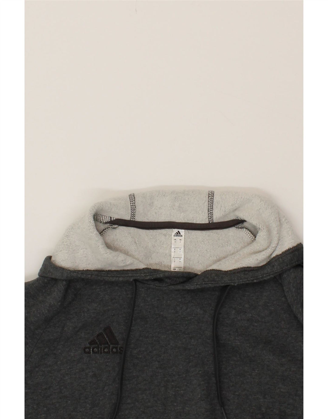 ADIDAS Mens Hoodie Jumper Small Grey Cotton Vintage Adidas and Second-Hand Adidas from Messina Hembry 