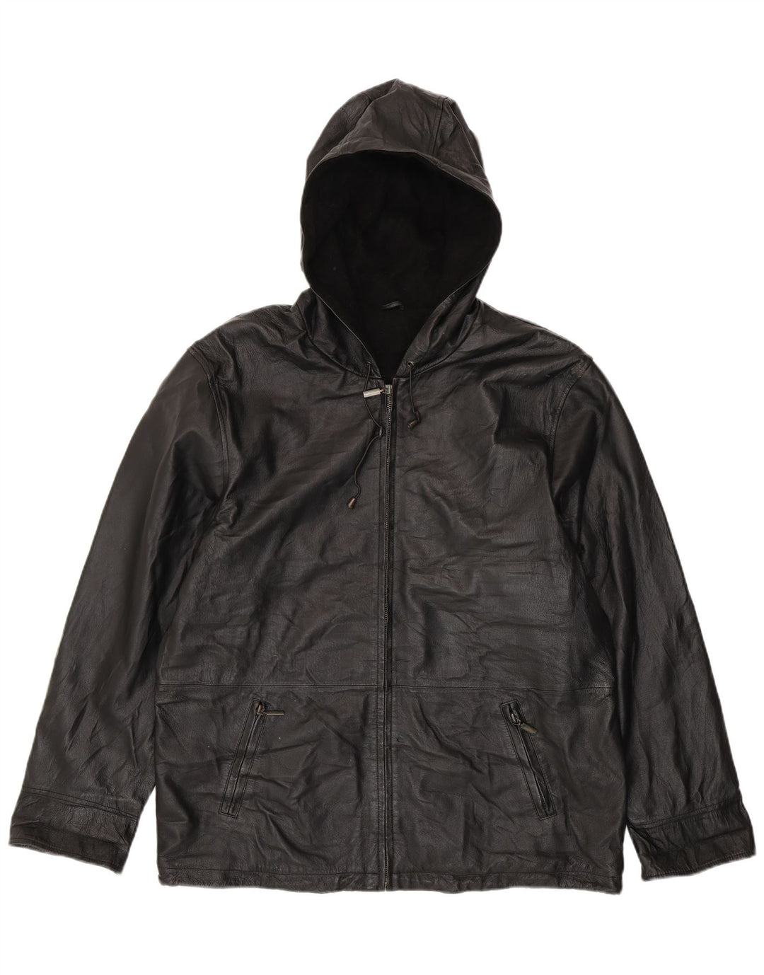 Giacca in pelle con cappuccio oversize da donna CANDA UK 18 XL Pelle nera