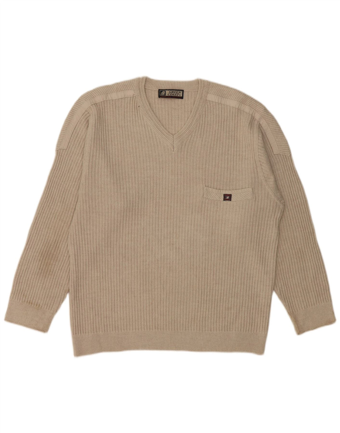 Maglione da uomo con scollo a V Green Coast IT 52 Large in lana merino grigia