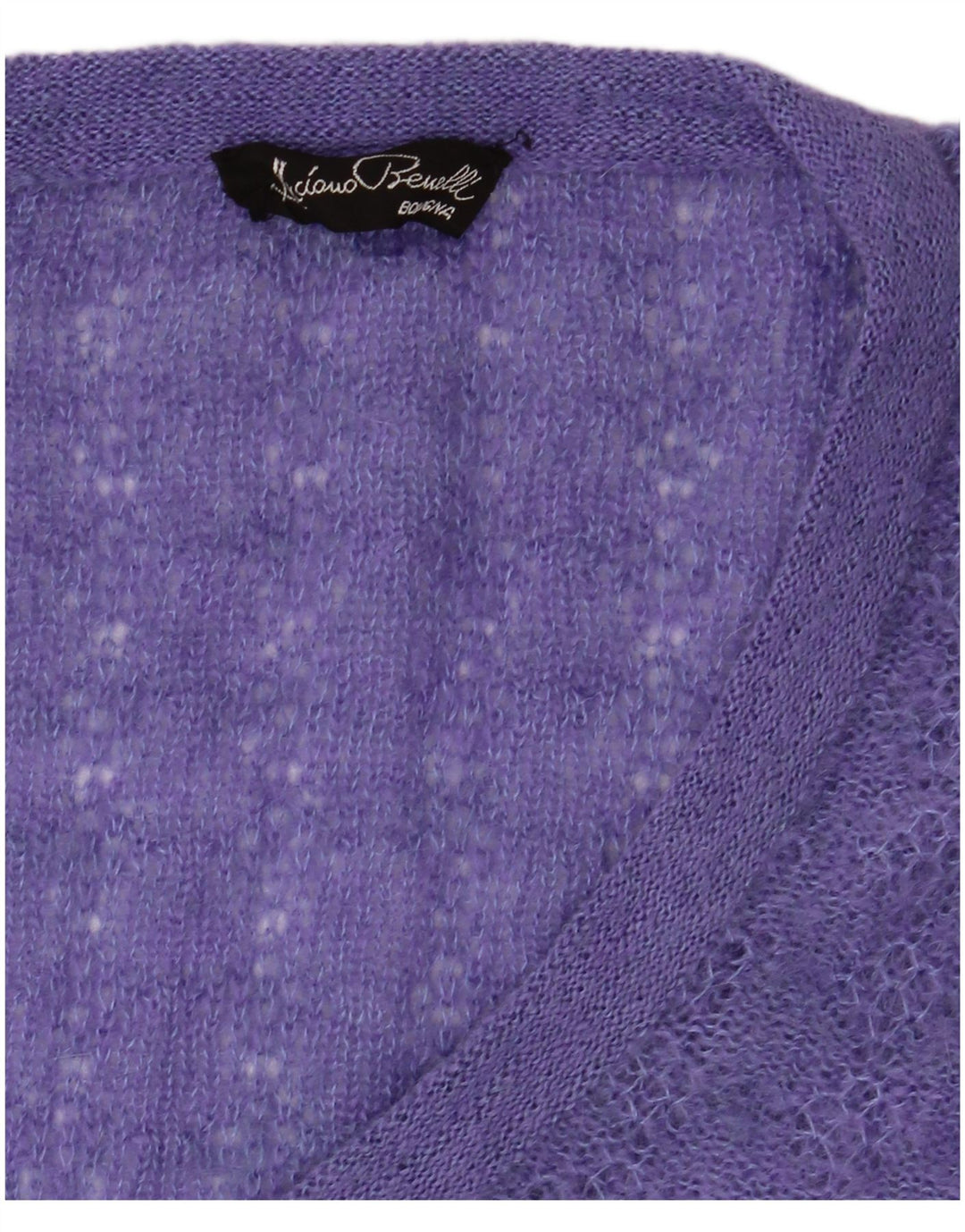 Maglione da donna VINTAGE a maniche corte con scollo a V UK 14 Viola medio