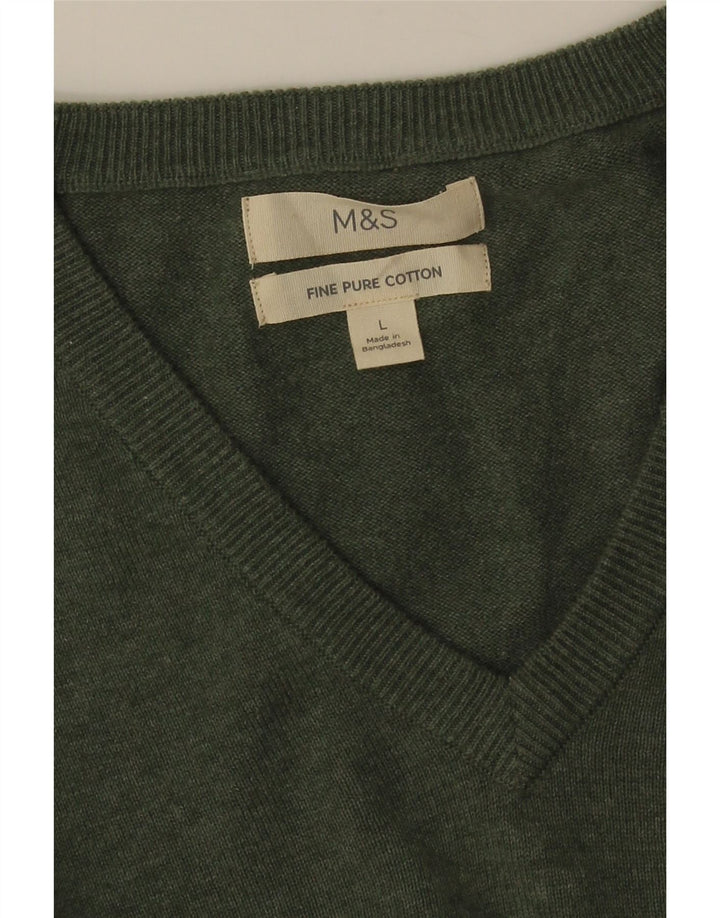 MARKS & SPENCER Maglione da uomo con scollo a V grande cotone verde