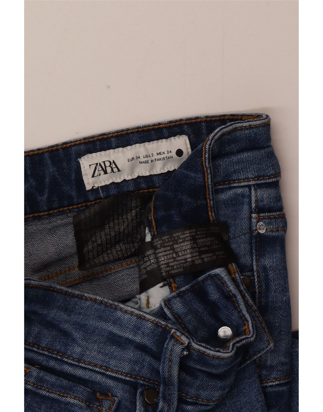 Jeans svasati da donna Zara EU 34 2XS W24 L32 cotone blu