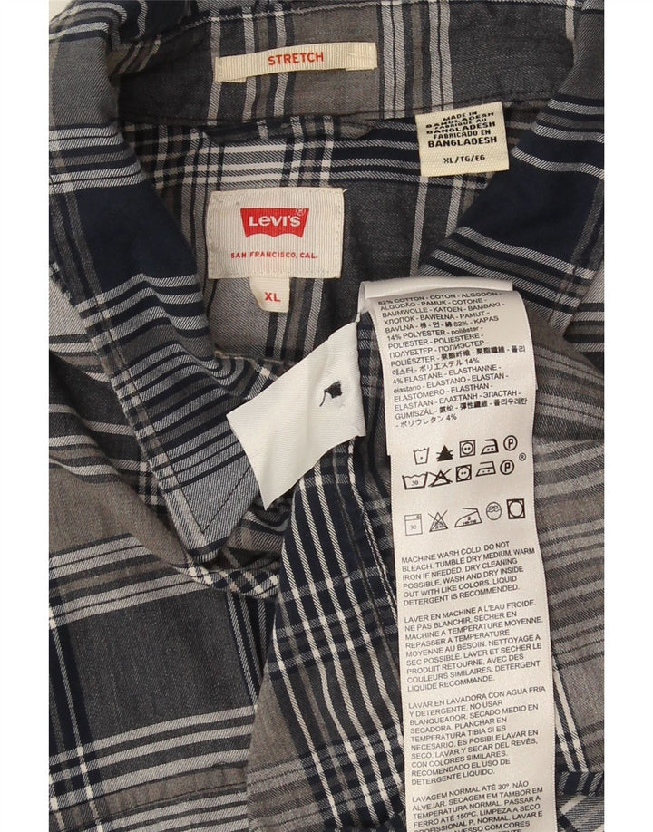 Camicia a maniche corte da uomo Levi's XL in cotone a quadri blu navy