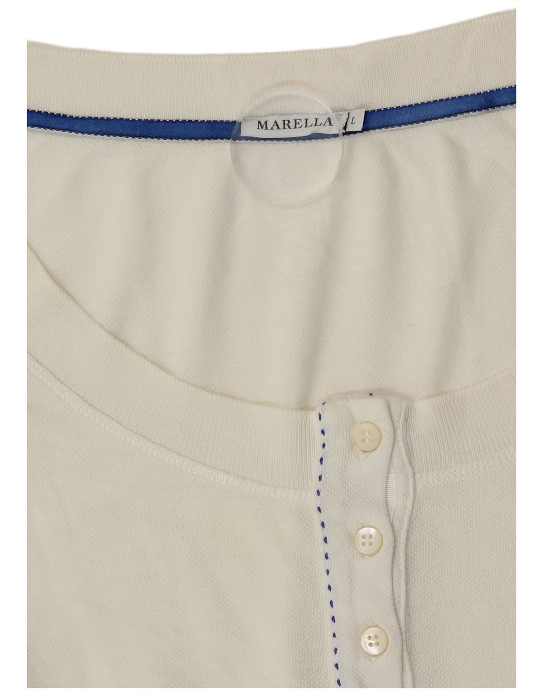 Top da donna Marella a maniche lunghe UK 14 grande cotone bianco sporco