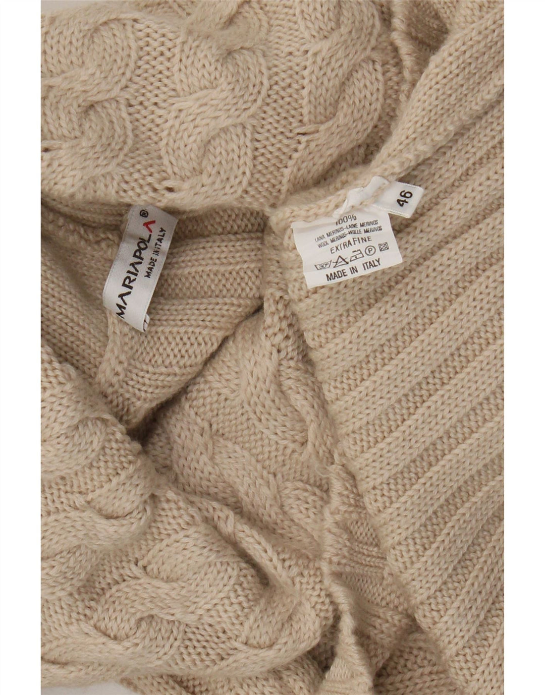 Maglione da donna Mariapola con collo alto IT 46 Large Beige Lana Merino