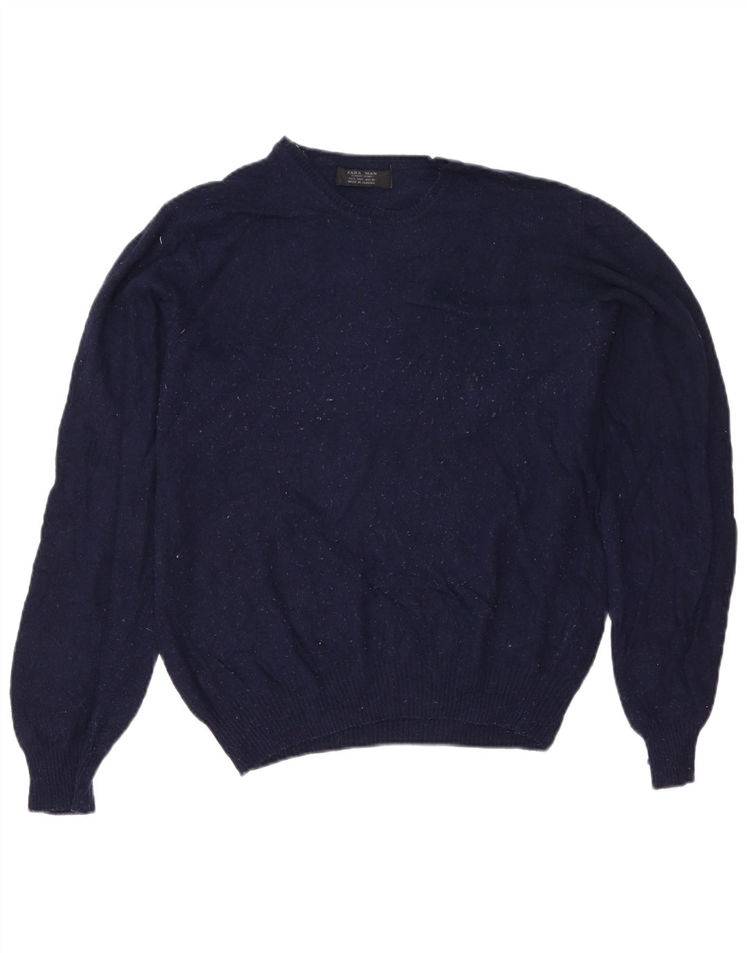 Maglione Zara da uomo girocollo grande in viscosa blu navy