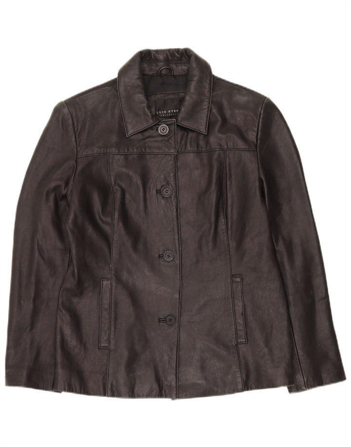 Giacca in pelle da donna VINTAGE UK 16 grande pelle nera