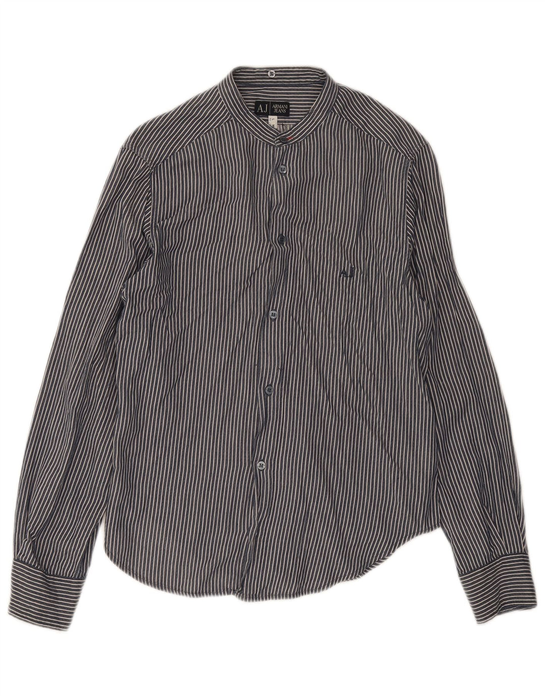 Camicia Armani Jeans Uomo Large in cotone a righe blu navy