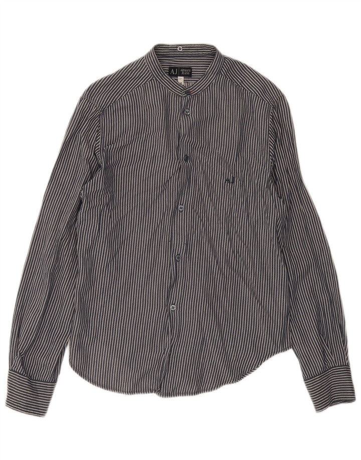 Camicia Armani Jeans Uomo Large in cotone a righe blu navy
