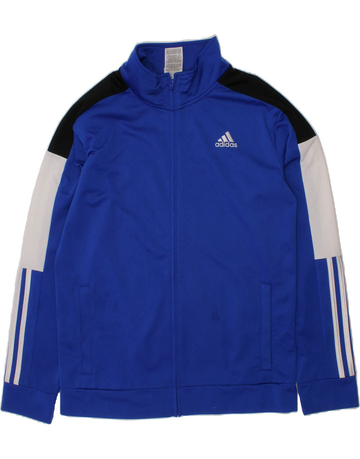ADIDAS Boys Tracksuit Top Jacket 14-15 Years Large Blue Colourblock Vintage Adidas and Second-Hand Adidas from Messina Hembry 