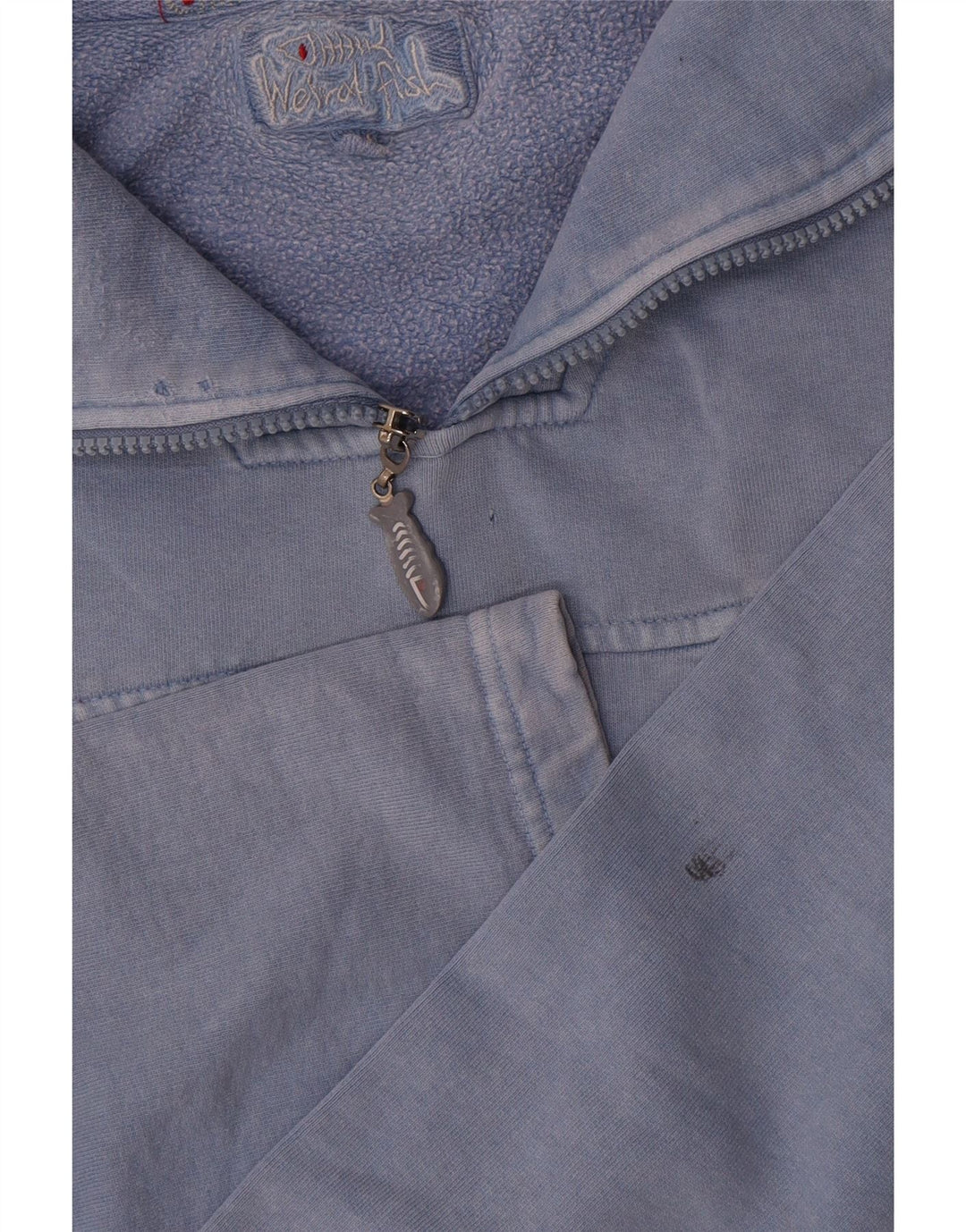 Felpa da uomo con collo con zip Weird Fish, cotone blu medio