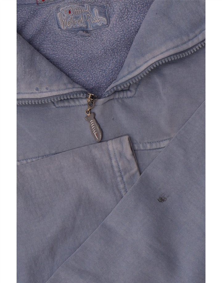 Felpa da uomo con collo con zip Weird Fish, cotone blu medio
