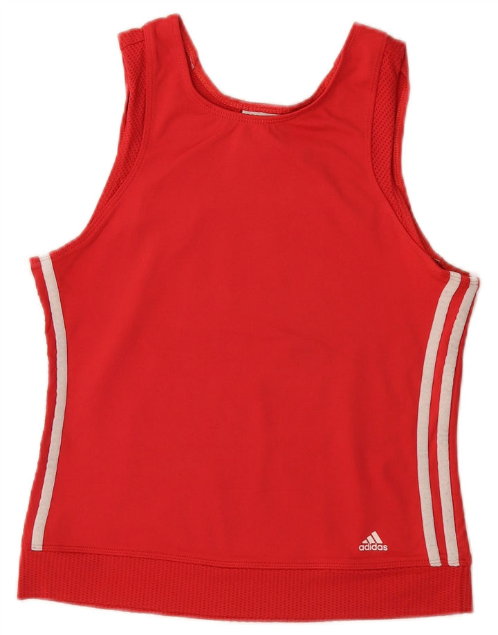 Canotta corta Adidas da donna Climacool UK 14 rosso medio in poliammide
