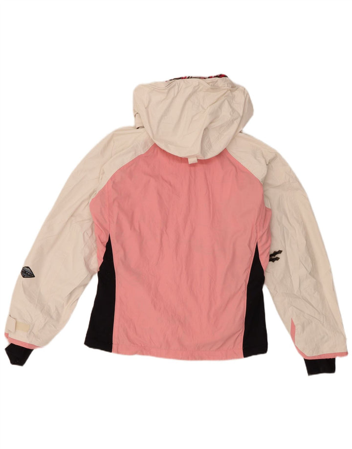 Giacca da sci con cappuccio da donna Columbia UK 10 Small nylon color block bianco
