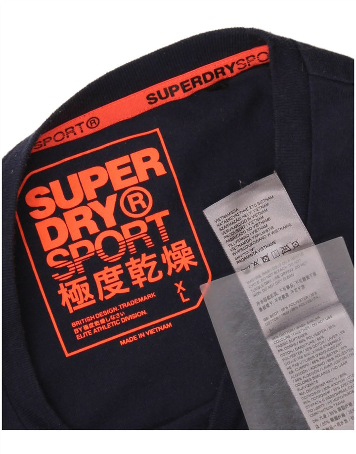 T-shirt grafica da donna SUPERDRY Top UK 18 XL poliestere blu navy