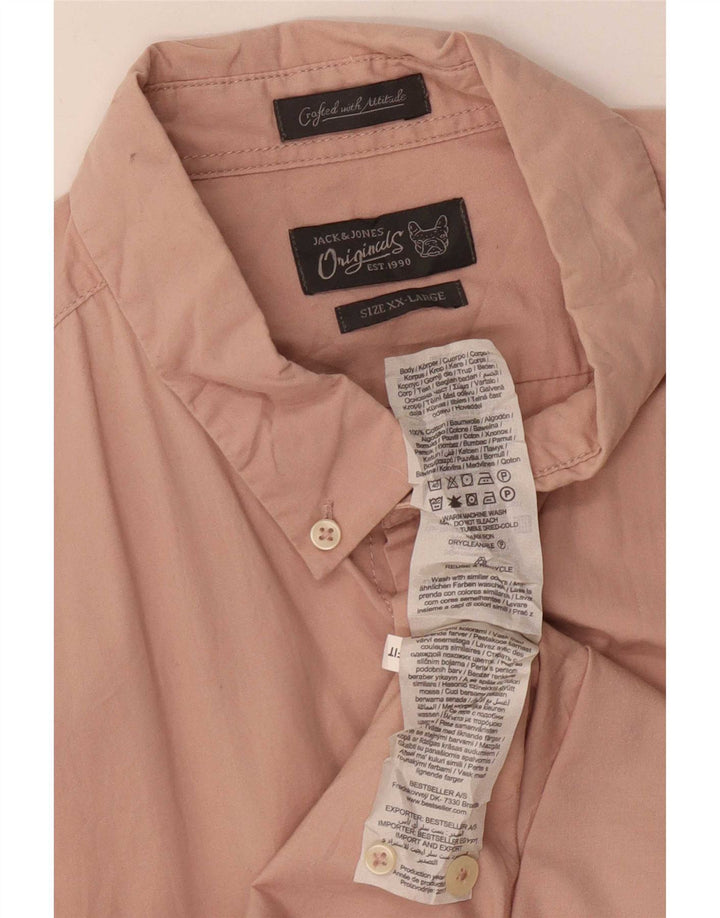 Camicia a maniche corte da uomo Jack & Jones 2XL cotone rosa