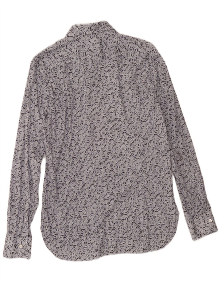 Camicia vintage da uomo blu medio floreale