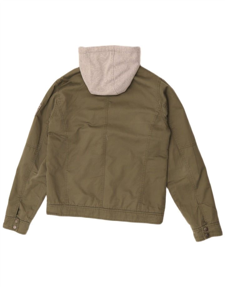 Guess Giacca utility con cappuccio grafico da uomo UK 38 Medium Khaki Colourblock