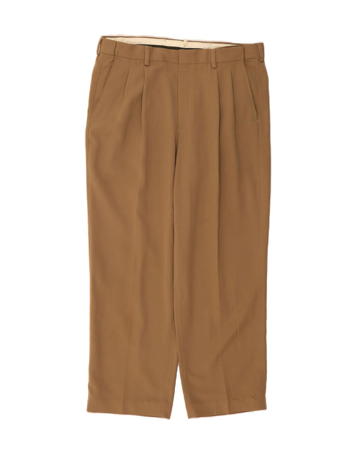 L.L.BEAN Mens Pegged Casual Trousers W36 L28 Brown Polyester Vintage L.L.Bean and Second-Hand L.L.Bean from Messina Hembry 