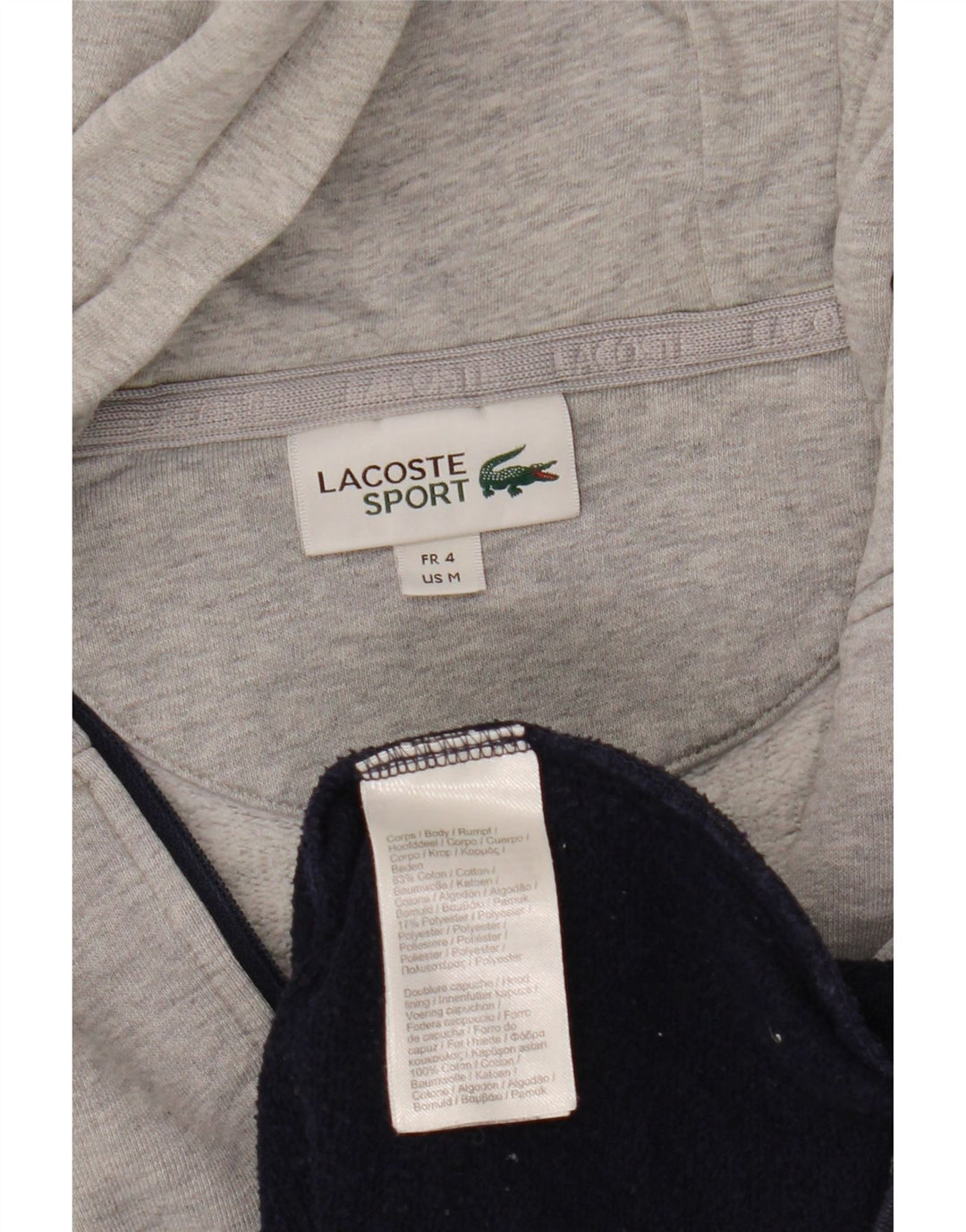 Maglione con cappuccio e zip da uomo Lacoste taglia 4 color block medio blu navy