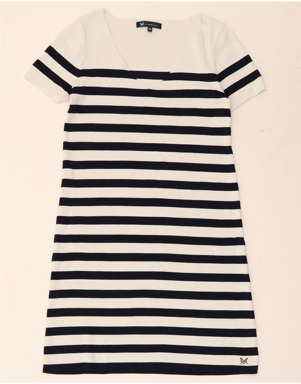 Crew Clothing Abito maglione da donna a maniche corte UK 10 Piccolo a righe bianche