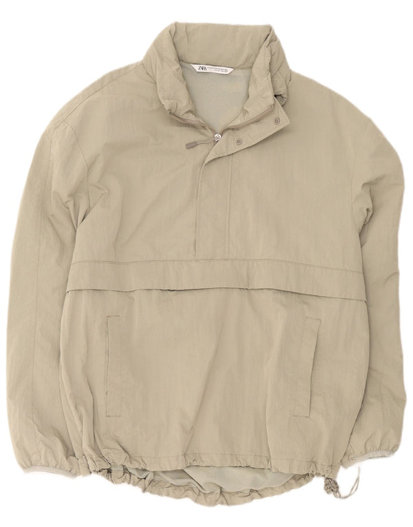 Giacca anorak da uomo vestibilità ampia Zara UK 36 piccola poliestere kaki