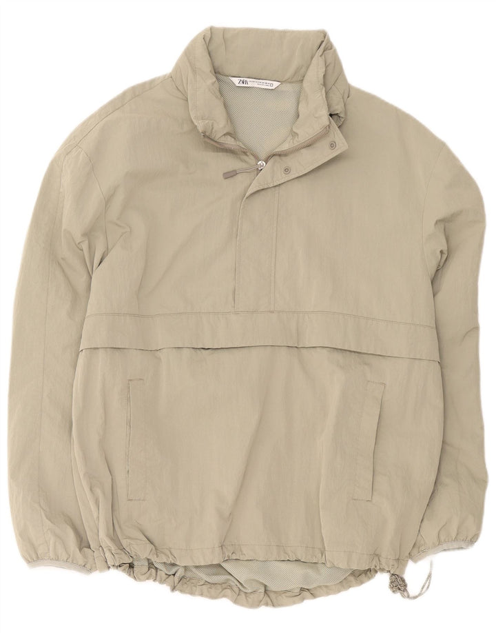 Giacca anorak da uomo vestibilità ampia Zara UK 36 piccola poliestere kaki
