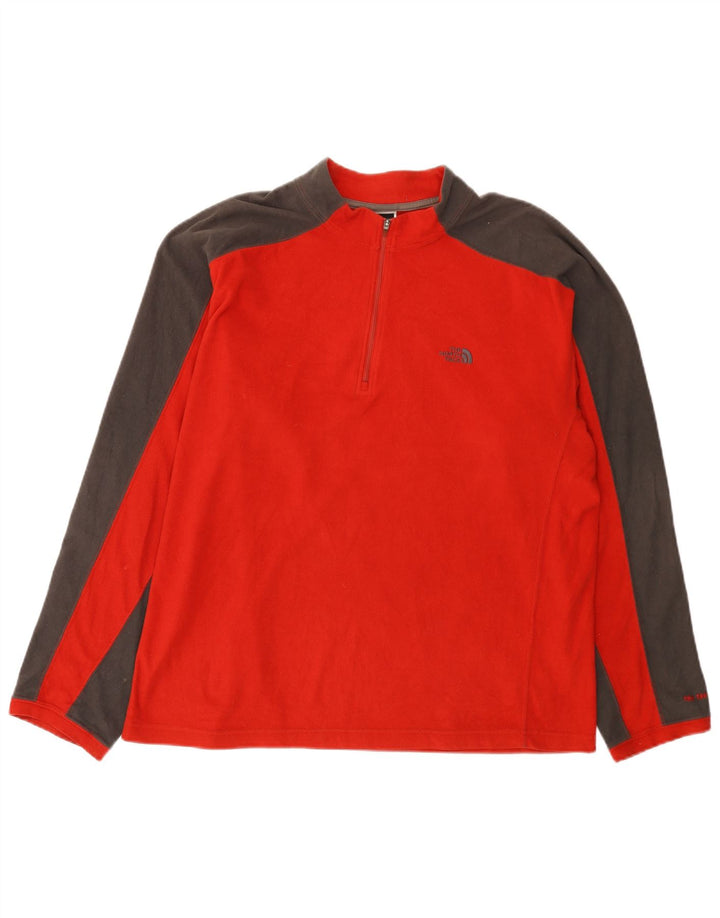 Maglione in pile da uomo The North Face con zip e collo, grande, in poliestere color block rosso