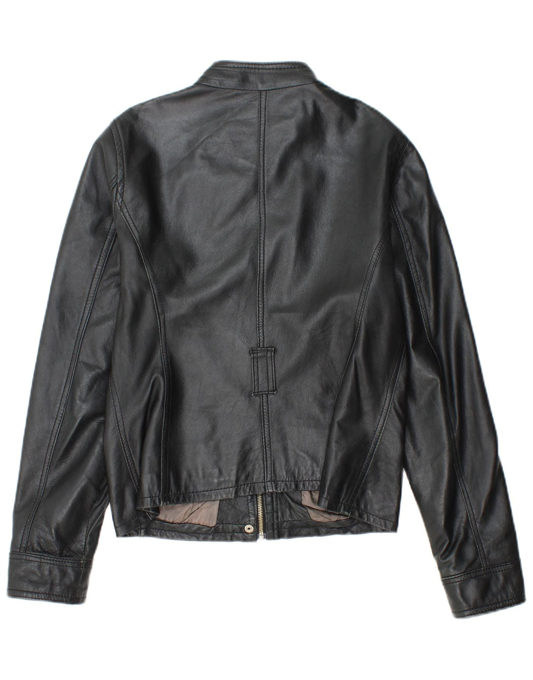 SANDRO FERRONE Giacca in pelle da donna UK 14 Grande pelle nera